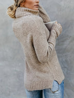 Marlowe | Women's Cowl Turtleneck Sweater with Split Hem Cuffs