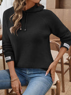 Sadie | Women's Hooded Knit Sweater with Drawstring and Patch Cuffs