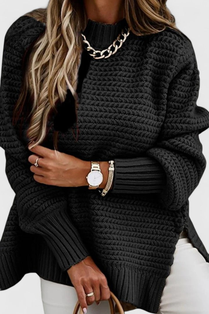 Kalyzziah | Women's Chunky Knit Mock Neck Sweater