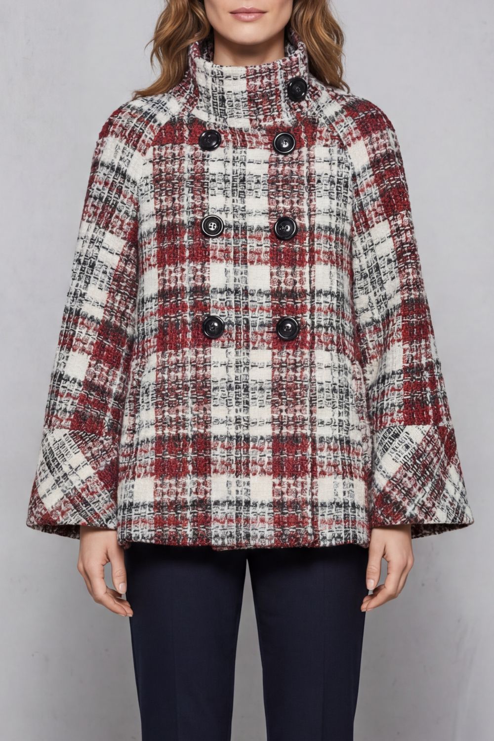 Rosélle | Women's Vintage Check Wool Cape Coat