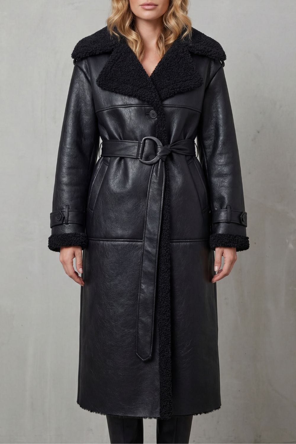 Giselle | Women's Oversized Belted Faux Shearling Coat
