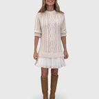 Ashlyndora | Women's Cable Knit Sweater Dress with Pleated Hem