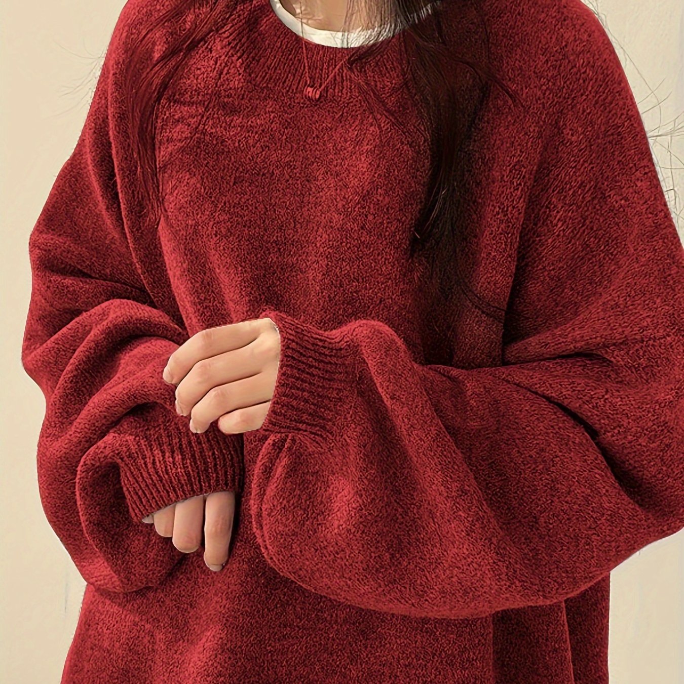 Marigold | Women's Oversized Crew Neck Sweater with Balloon Sleeves