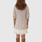 Ashlyndora | Women's Cable Knit Sweater Dress with Pleated Hem