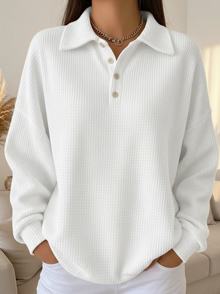 Availen | Women's Waffle Knit Collared Henley Sweater