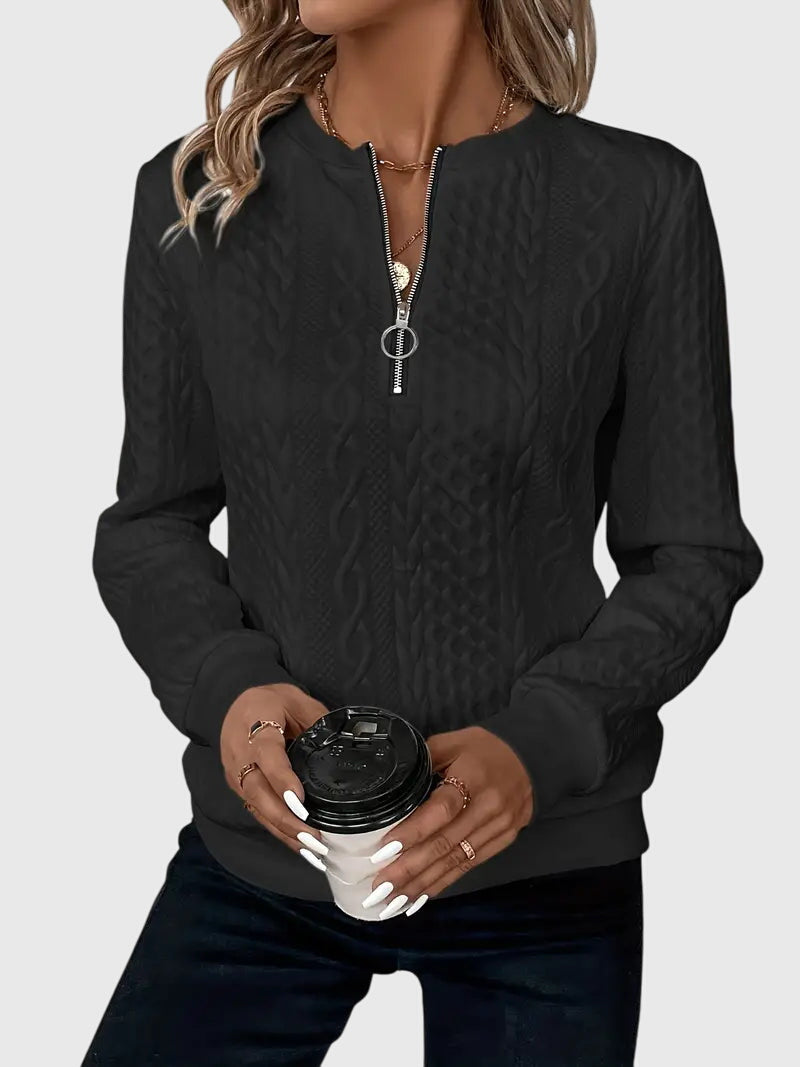 Nora | Women's Cable Knit Quarter-Zip Sweater