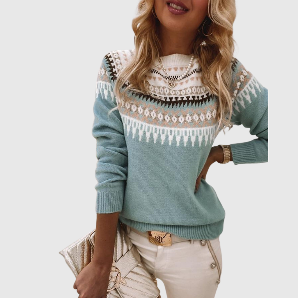 Marisol | Women's Fair Isle Yoke Crew Neck Sweater
