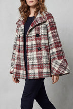 Rosélle | Women's Vintage Check Wool Cape Coat