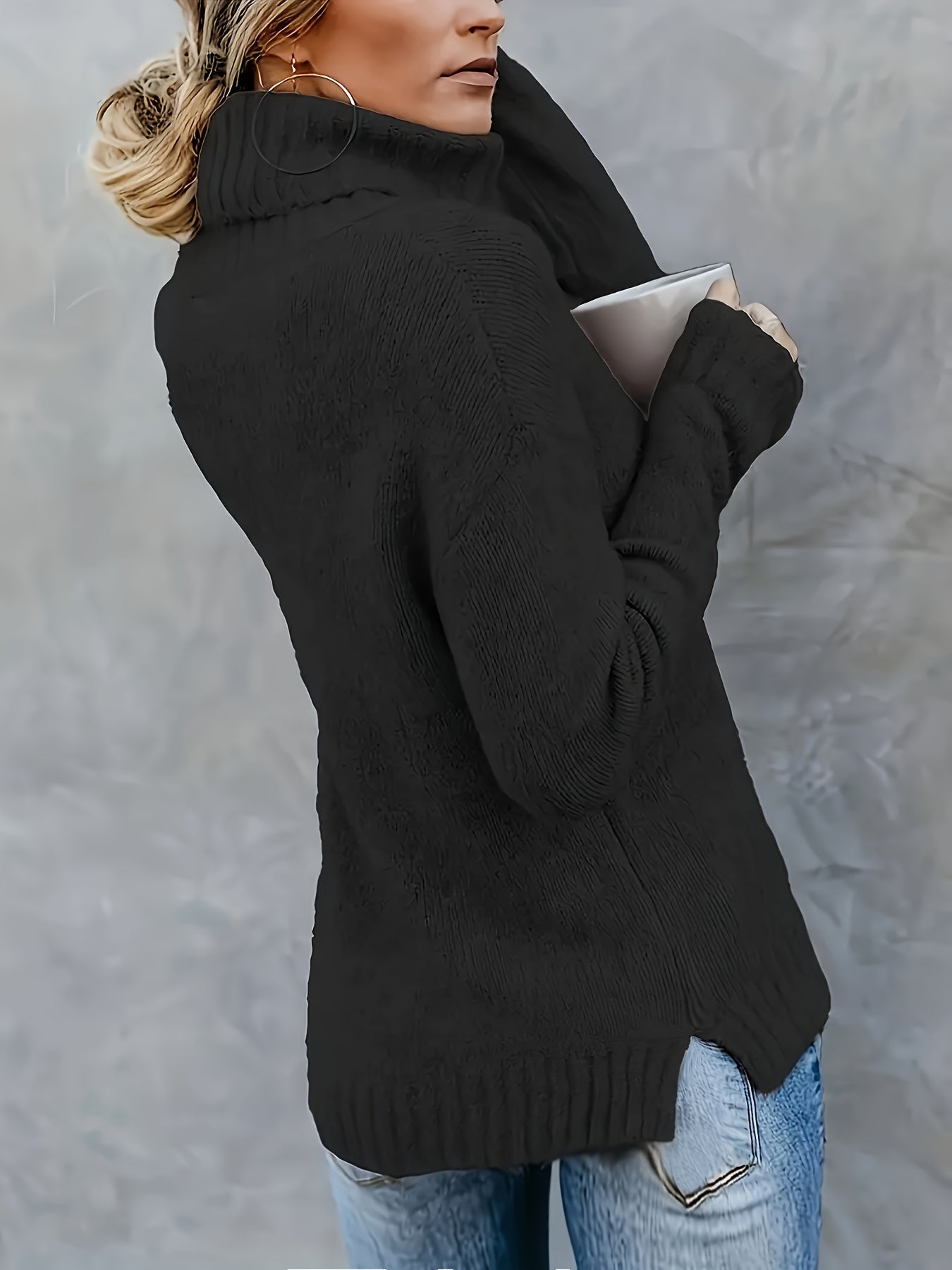 Marlowe | Women's Cowl Turtleneck Sweater with Split Hem Cuffs