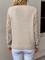 Odalys | Women's Crochet Sleeve V-Neck Sweater