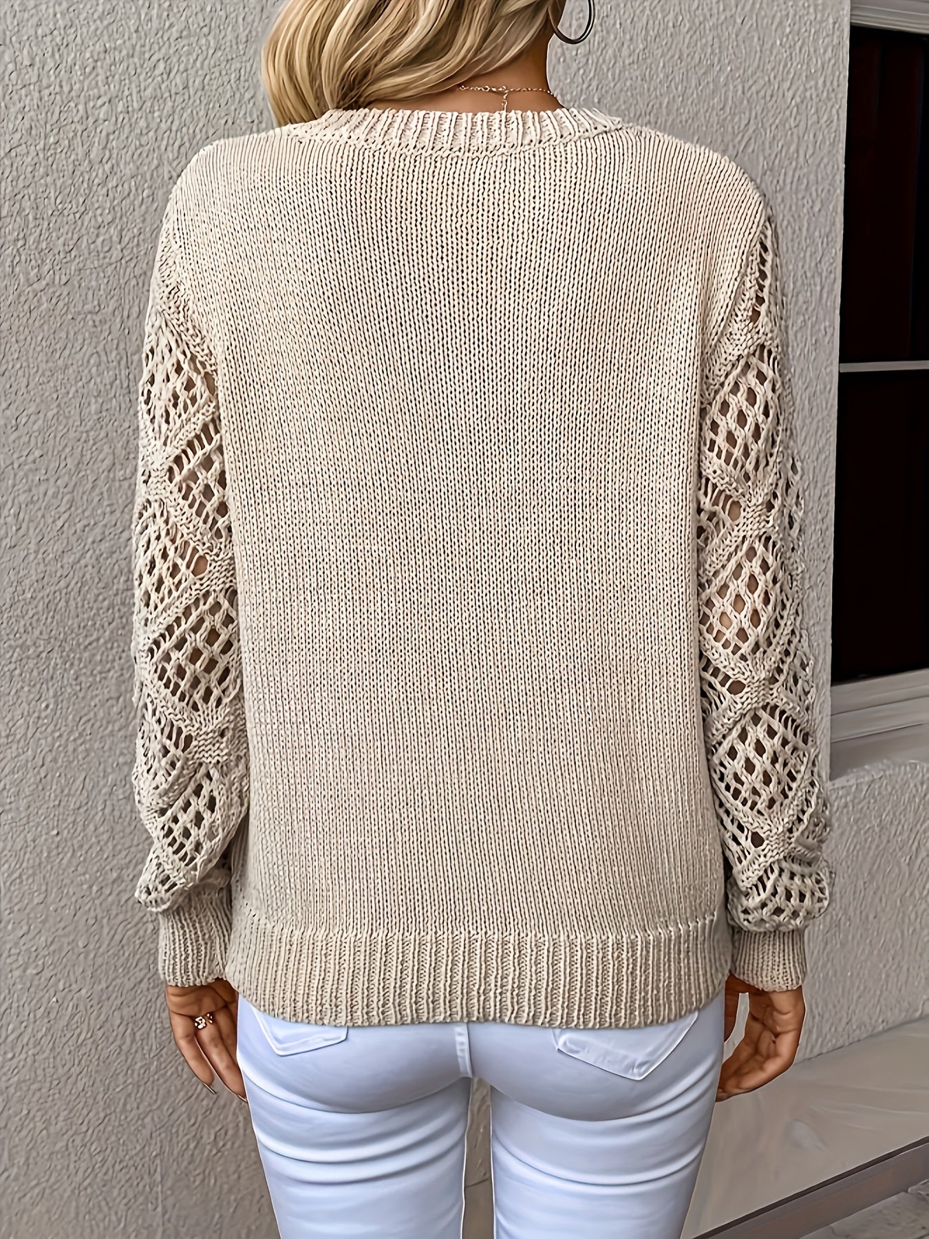 Odalys | Women's Crochet Sleeve V-Neck Sweater