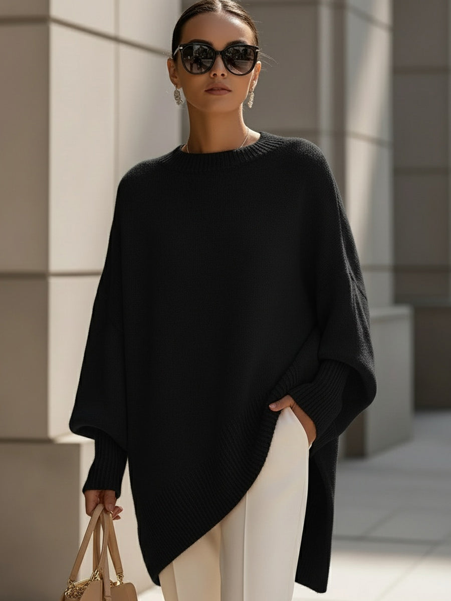 Callowyn | Women's Oversized Cashmere Cape Sweater, Poncho-Style Batwing Sleeve – Elegant Layering