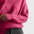 Angela | Women's Roll Neck Sweater with Diagonal Seam Detail