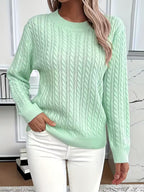 Marigold | Women's Cable Knit Crew Neck Sweater for Layering