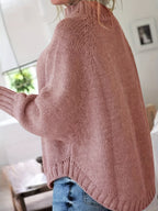 Petra | Women's Wool Cable Knit High Neck Sweater with Flared Hem