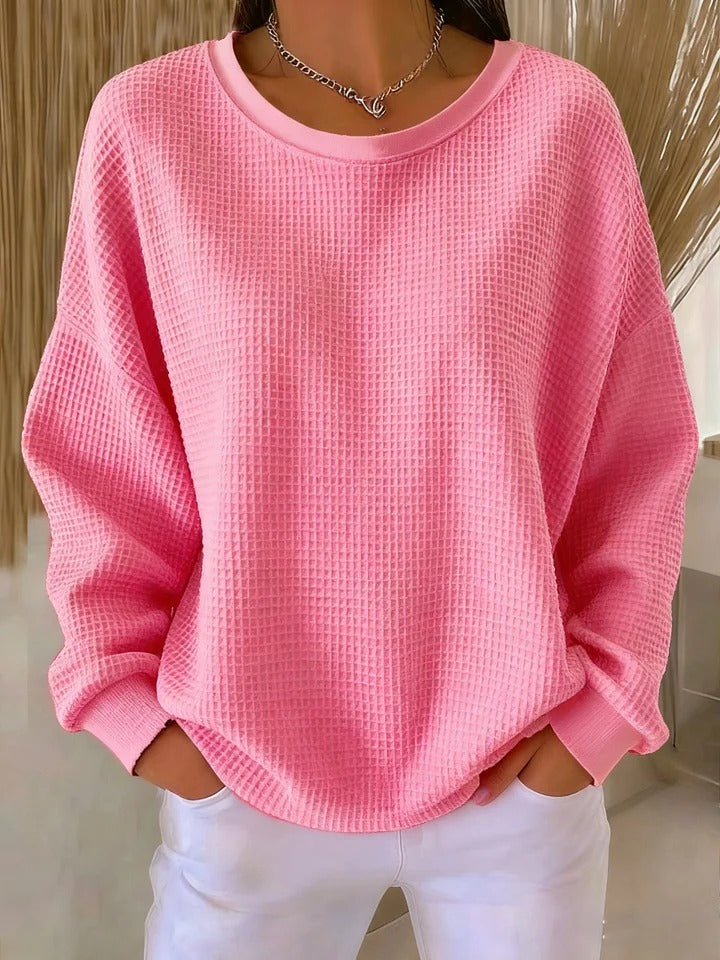 Nova | Women's Oversized Waffle Knit Boat Neck Sweater
