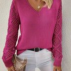 Odalys | Women's Crochet Sleeve V-Neck Sweater