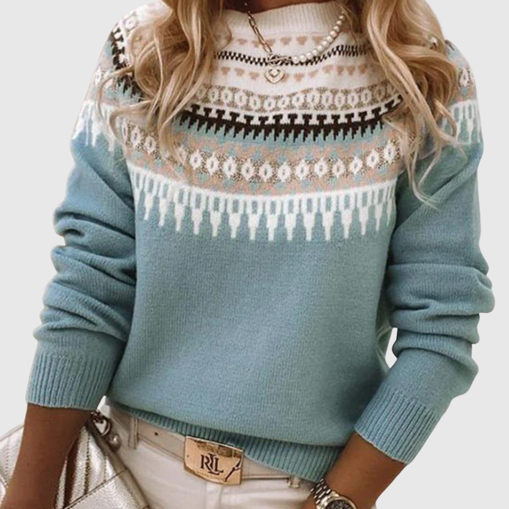 Marisol | Women's Fair Isle Yoke Crew Neck Sweater
