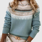 Marisol | Women's Fair Isle Yoke Crew Neck Sweater