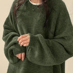 Marigold | Women's Oversized Crew Neck Sweater with Balloon Sleeves