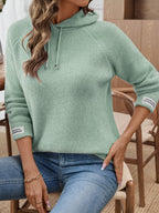 Sadie | Women's Hooded Knit Sweater with Drawstring and Patch Cuffs