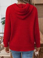Sadie | Women's Hooded Knit Sweater with Drawstring and Patch Cuffs