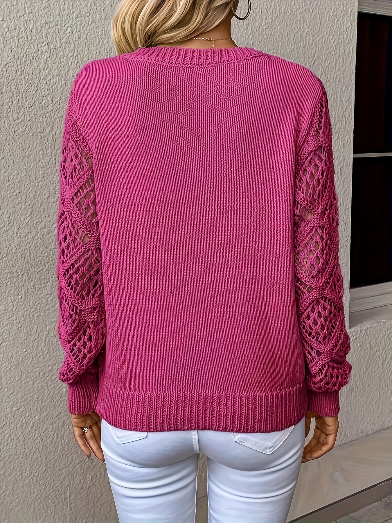 Odalys | Women's Crochet Sleeve V-Neck Sweater