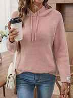 Sadie | Women's Hooded Knit Sweater with Drawstring and Patch Cuffs