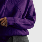 Angela | Women's Roll Neck Sweater with Diagonal Seam Detail