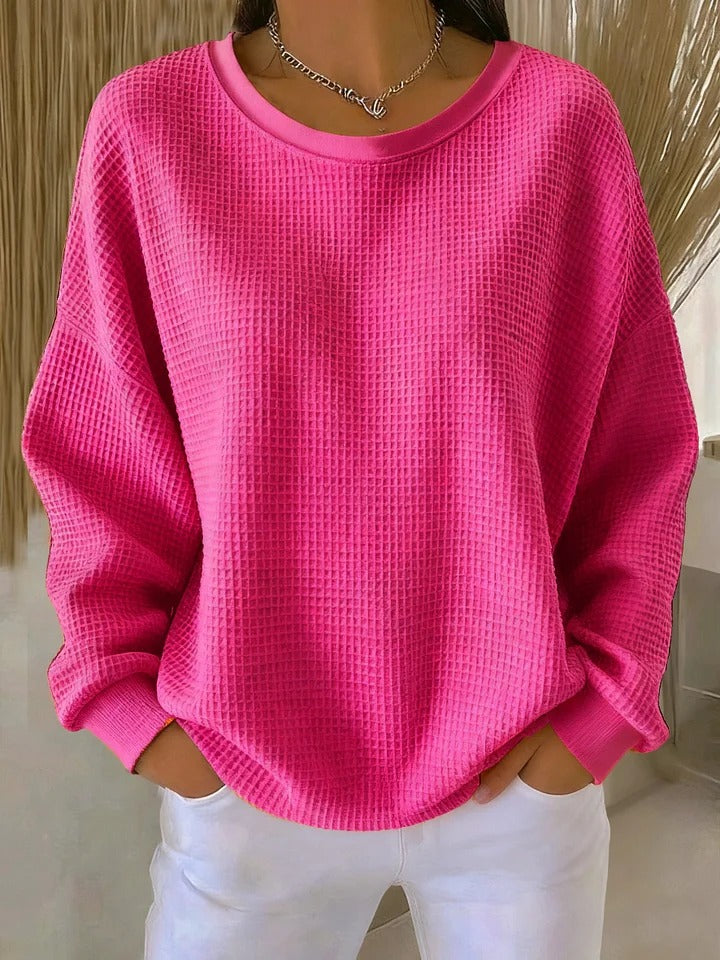 Nova | Women's Oversized Waffle Knit Boat Neck Sweater