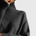 Angela | Women's Roll Neck Sweater with Diagonal Seam Detail