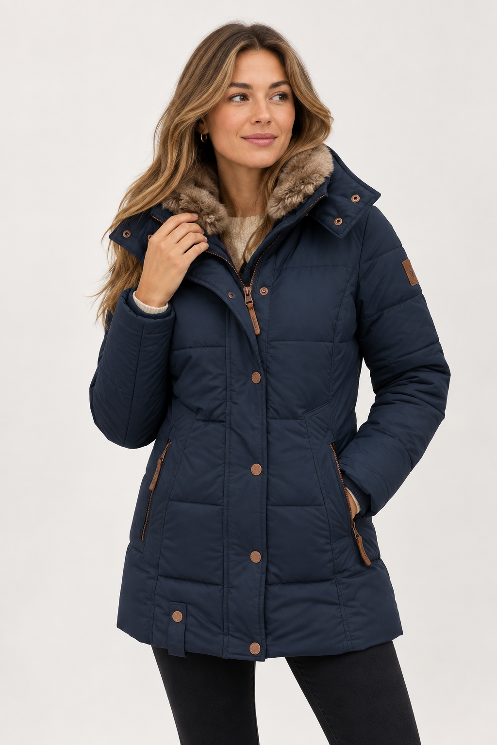Celeste | Women's Faux Fur Lined Hooded Puffer Coat