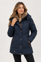 Celeste | Women's Faux Fur Lined Hooded Puffer Coat