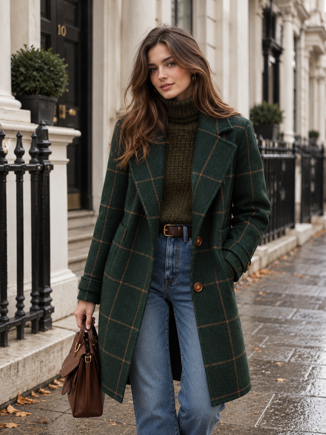 Chloé | Women's Plaid Tweed Longline Coat