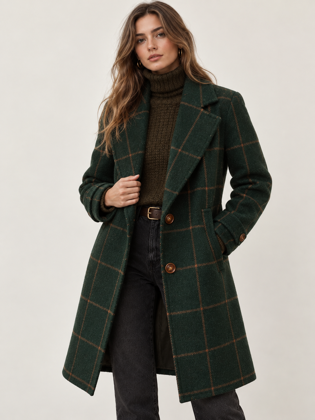 Chloé | Women's Plaid Tweed Longline Coat