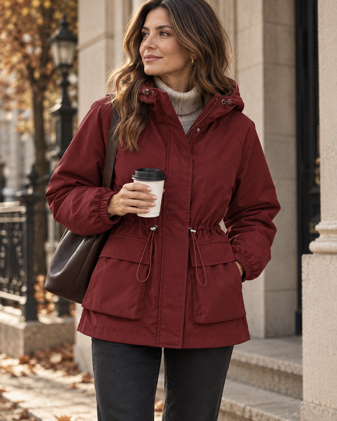 Elise | Women's Hooded Drawstring Utility Jacket