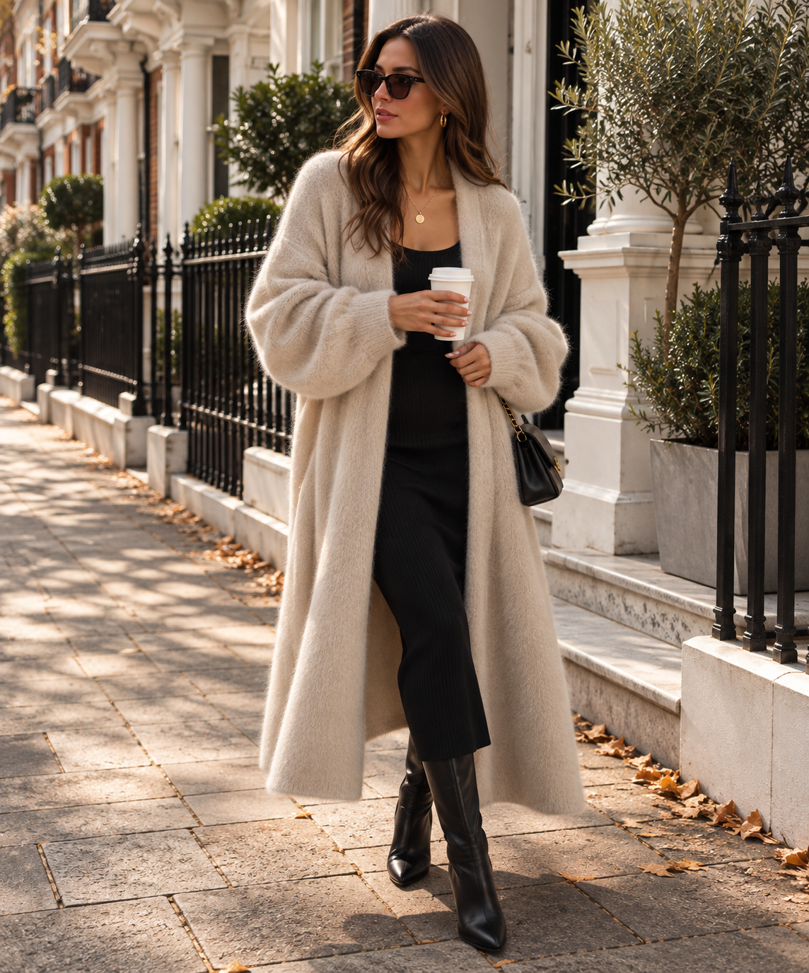 Claudine | Women's Open Knit Longline Coatigan