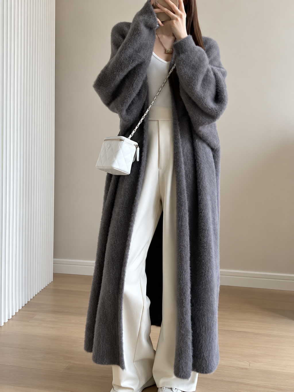Claudine | Women's Open Knit Longline Coatigan