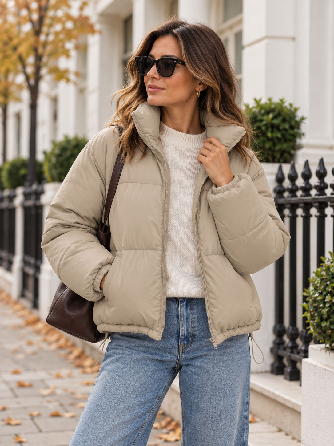 Darcy | Women's Cropped Funnel Neck Quilted Puffer Jacket