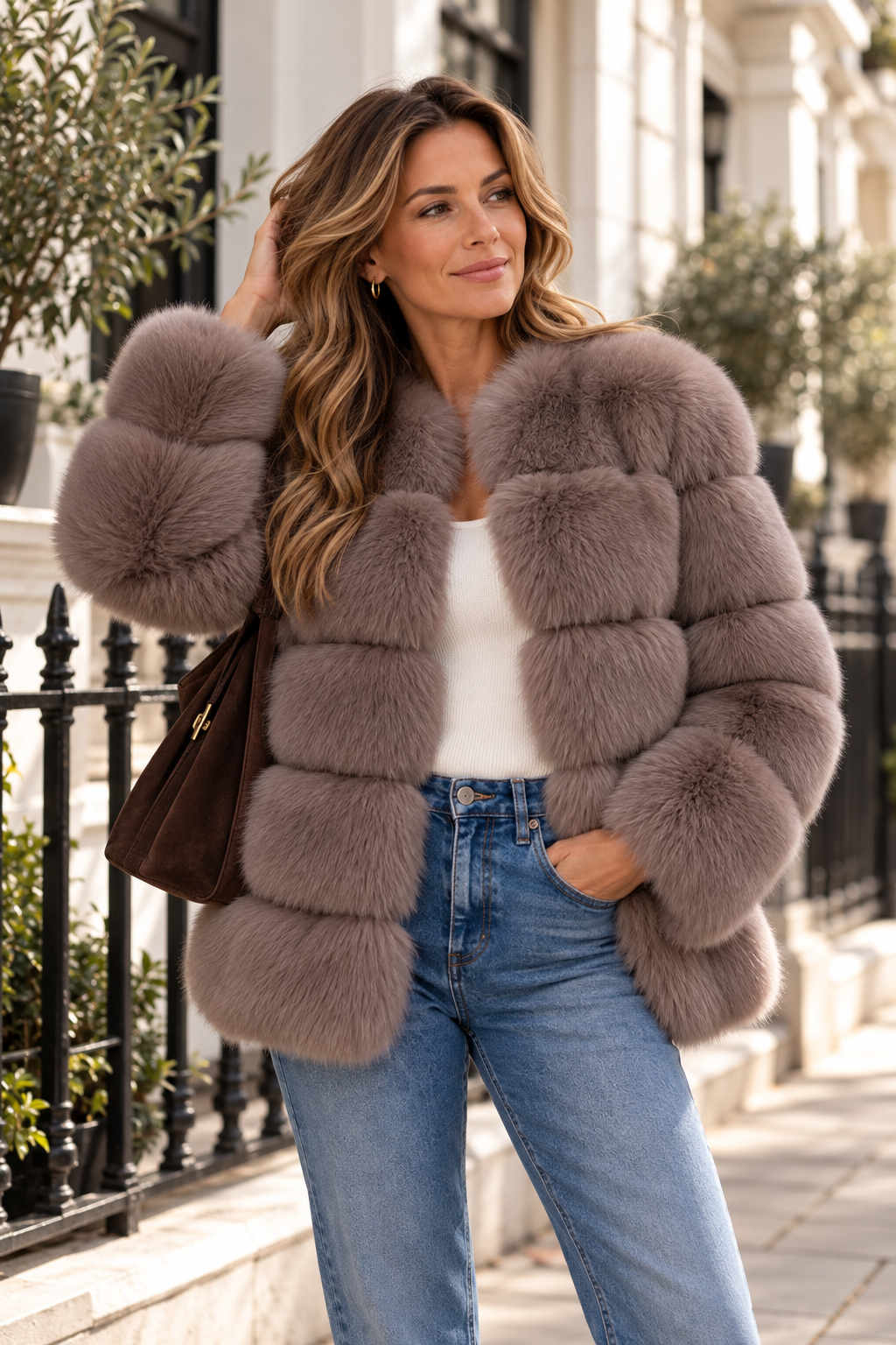 Sylvia | Women's Plush Collared Faux Fur Winter Jacket