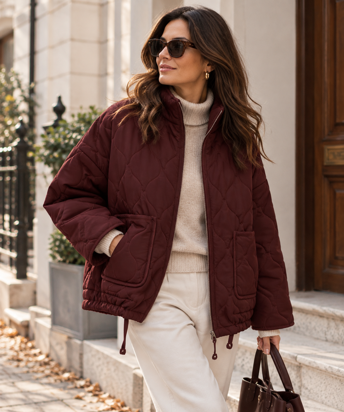 Amara | Women's Funnel Neck Quilted Jacket