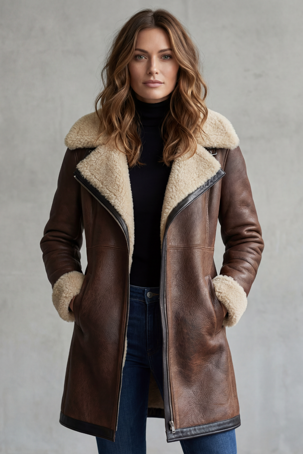 Everlyn | Women's Shearling Lined Leather Coat