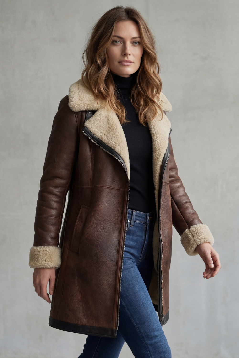 Everlyn | Women's Shearling Lined Leather Coat