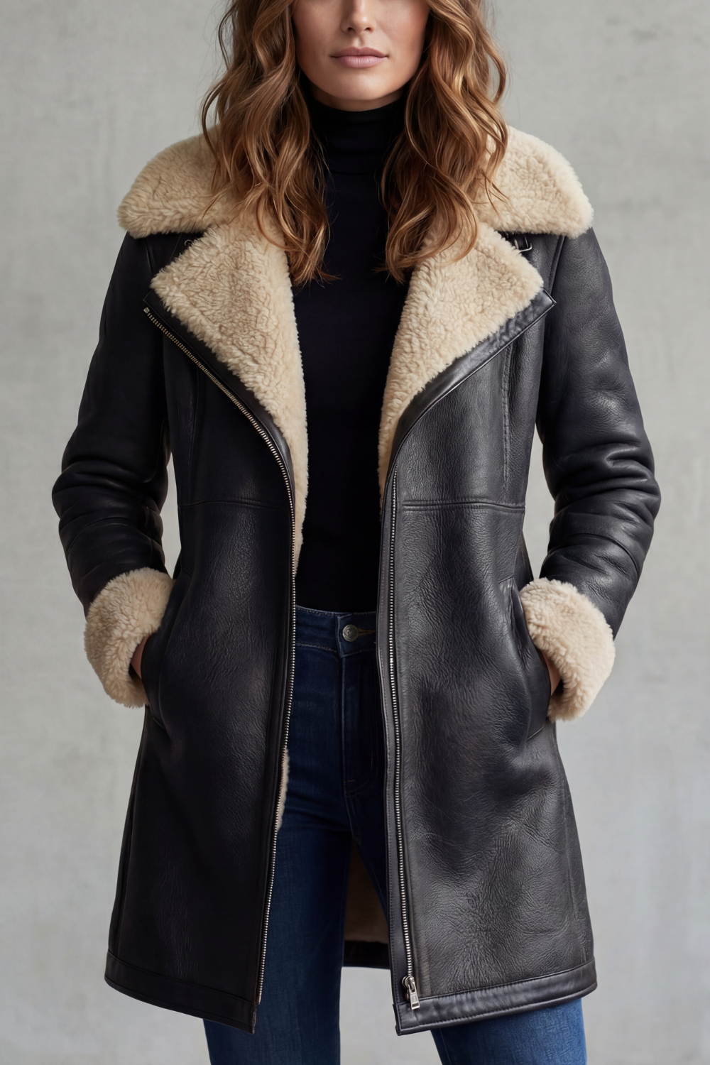 Everlyn | Women's Shearling Lined Leather Coat