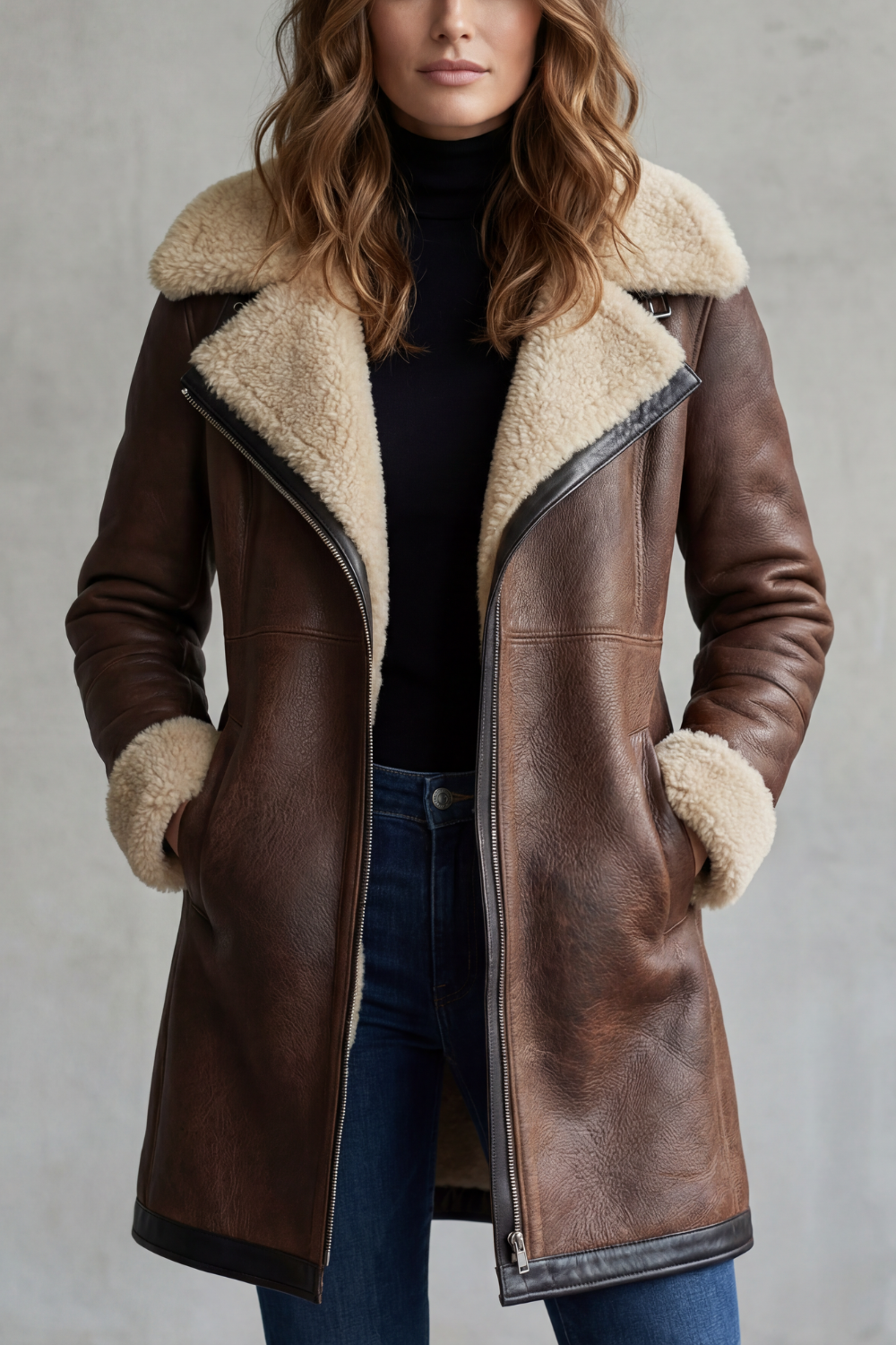 Everlyn | Women's Shearling Lined Leather Coat
