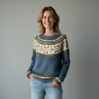 Nadia | Women's Polyester Fair Isle Boat Neck Fall Sweater, Relaxed Knit – Casual