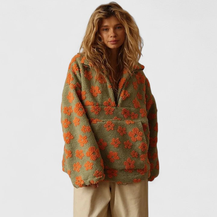 Delysanne | Women's Floral Print Fleece Quarter-Zip
