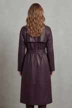 Aurélie | Women's Faux Leather Belted Trench Coat