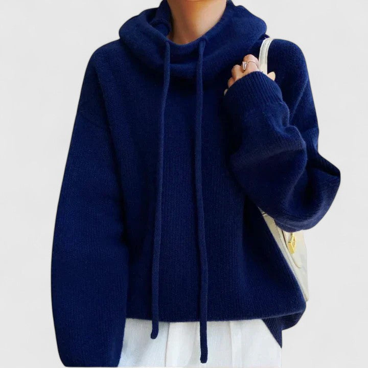 Tin | Women's Cowl Neck Sweater with Drawstring Collar