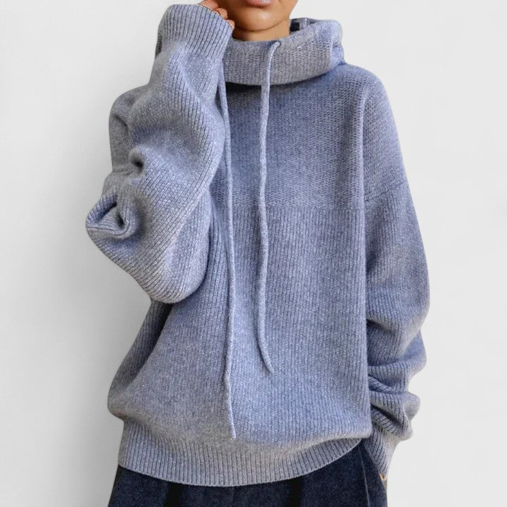 Tin | Women's Cowl Neck Sweater with Drawstring Collar
